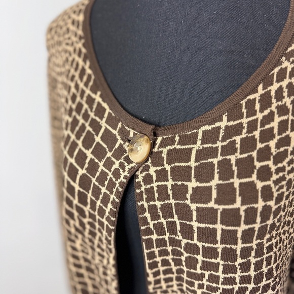 Jones New York Collection Knit Brown One Button Cardigan - Picture 3 of 7